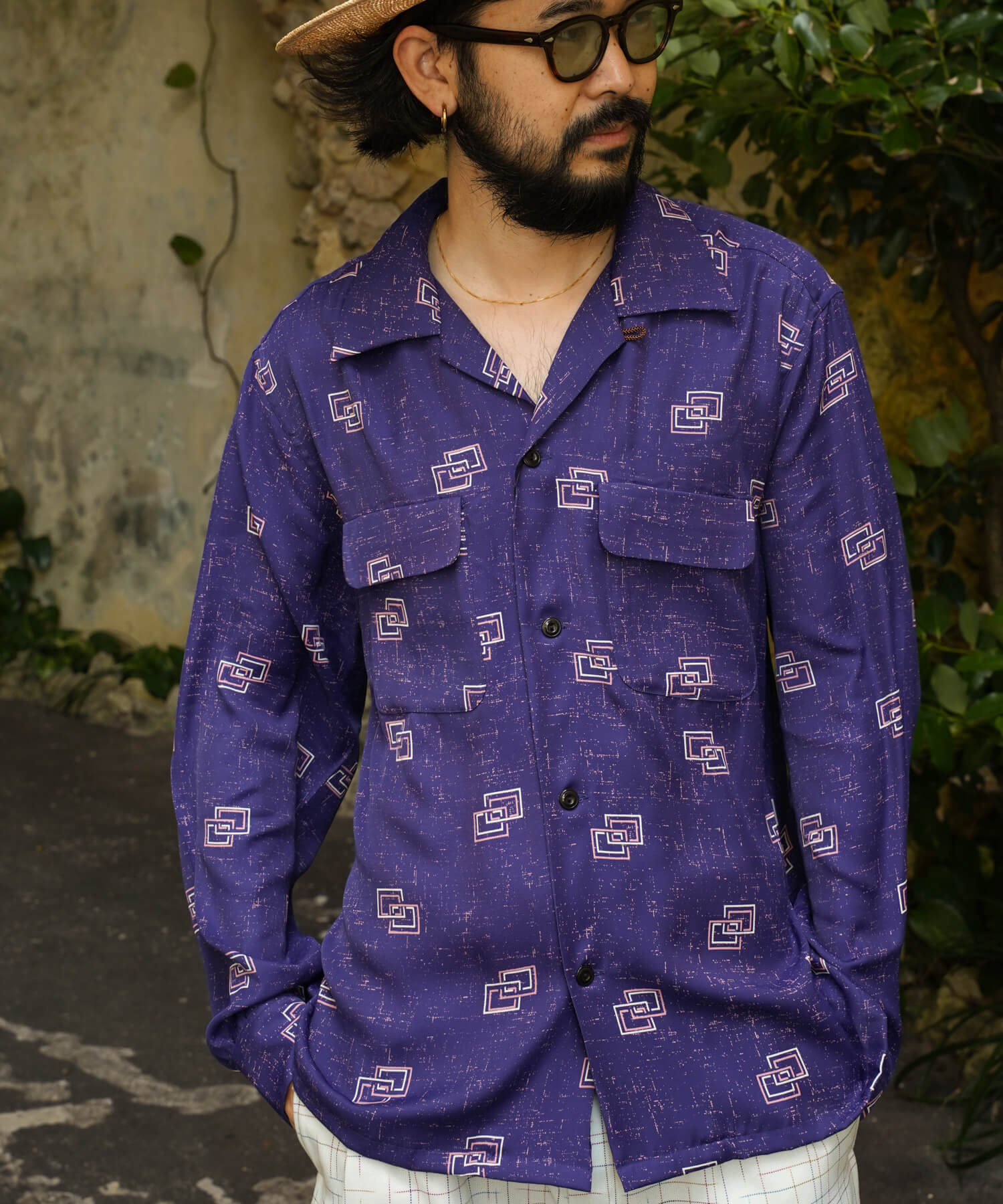 1950's style Square L/S Rayon shirt